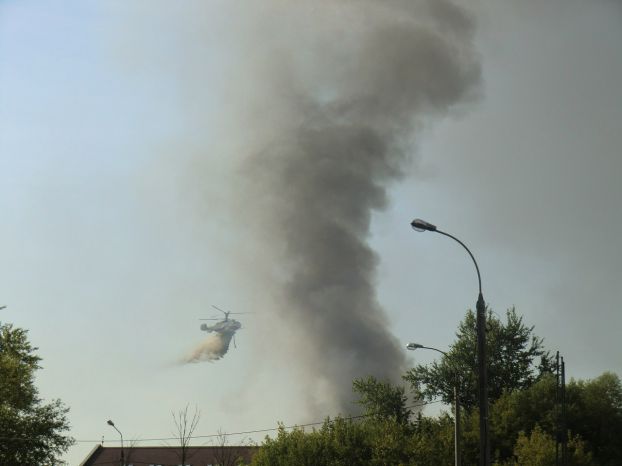 Пожар в Подольске потушили с помощью вертолета