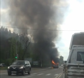 В Подольске загорелся автобус