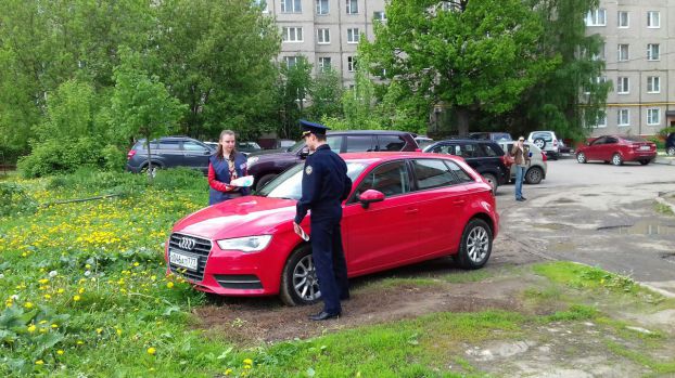 В Подольске прошел рейд по парковкам на газонах