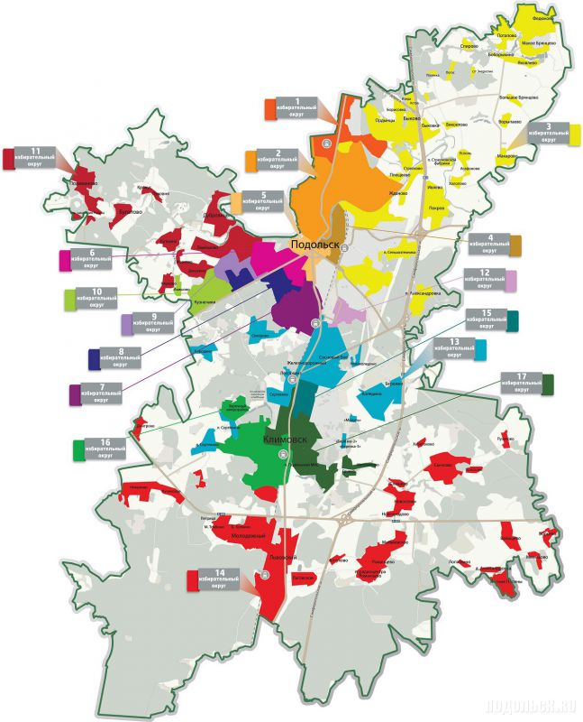 Схема избирательных округов городского округа Подольск
