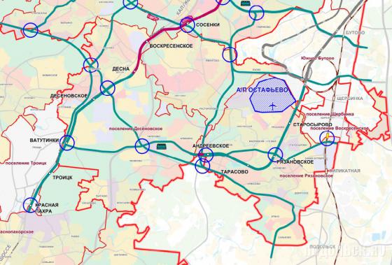 Планируемое размещение линейных объектов транспорта вокруг Подольска 