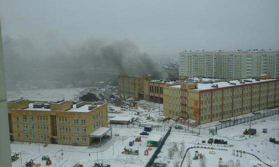 Пожар в строящейся школе в Кузнечиках 
