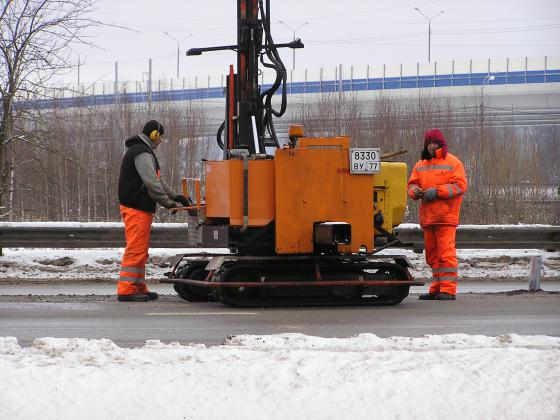 Установка тросового отбойника 