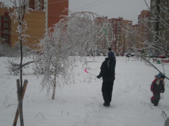 Подольск, улица Подольская. После ледяного дождя 